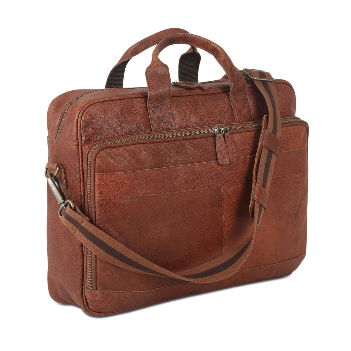 KomalC leather briefcase 16 inch laptop messenger bag satchel for men women