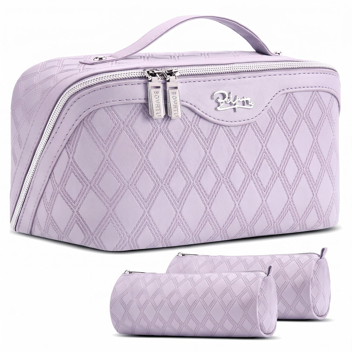 BOYATU Travel Makeup Bag Organizer: 3 Pcs Leopard Cometic Bag Set for Women