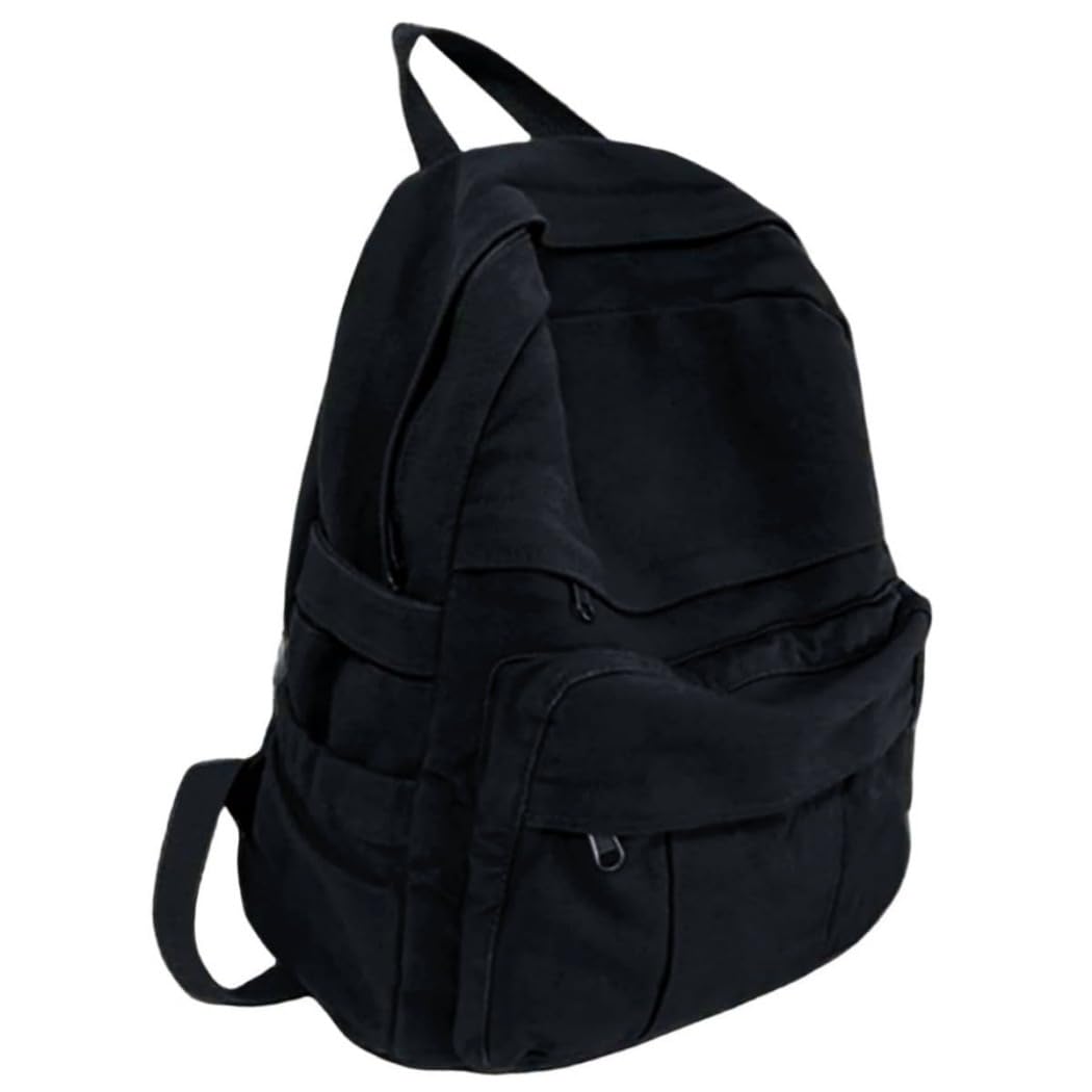 Coffee Brown Canvas Backpack for Women & Men Retro Aesthetic Rucksack Basic Backpack for High School/College Students Travel Laptop Bag