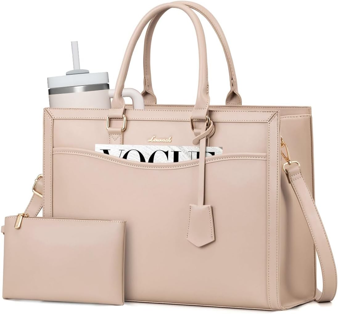 LOVEVOOK Laptop Tote Bag for Women, Large Work Computer Bag with Cup Holder