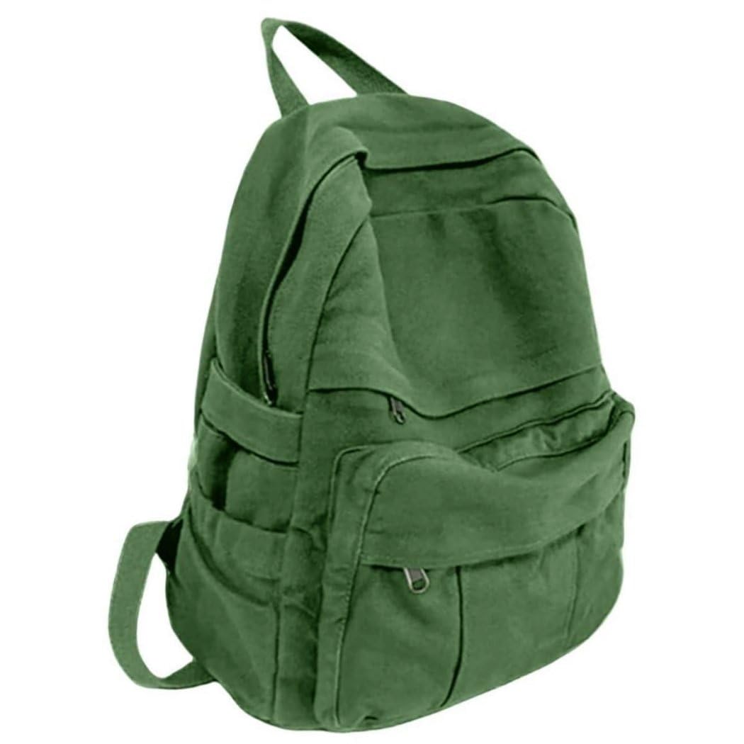 Coffee Brown Canvas Backpack for Women & Men Retro Aesthetic Rucksack Basic Backpack for High School/College Students Travel Laptop Bag