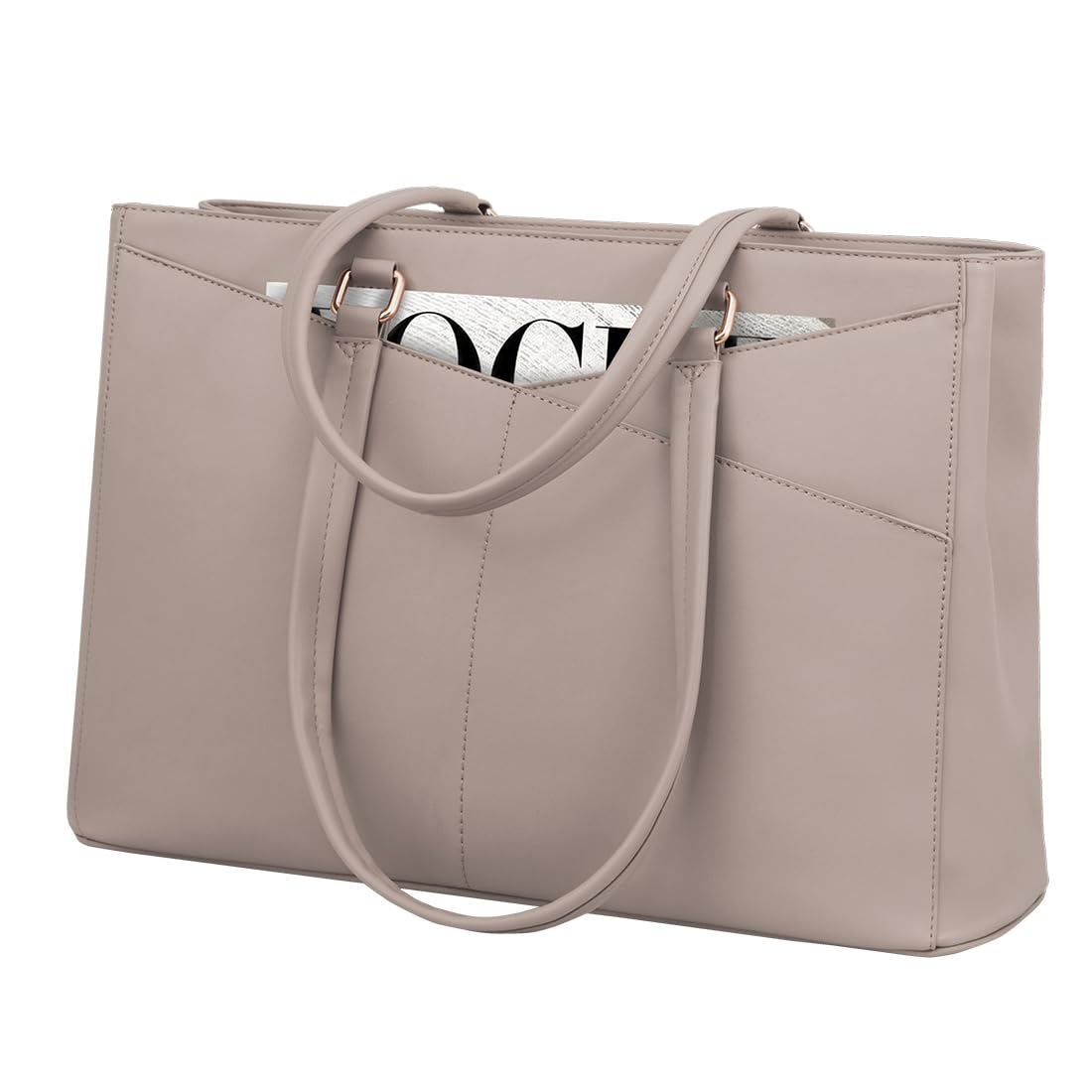 LOVEVOOK Laptop Tote Bag for Women 15.6 Inch Waterproof Leather Computer Bags Business Office Work Briefcase Black