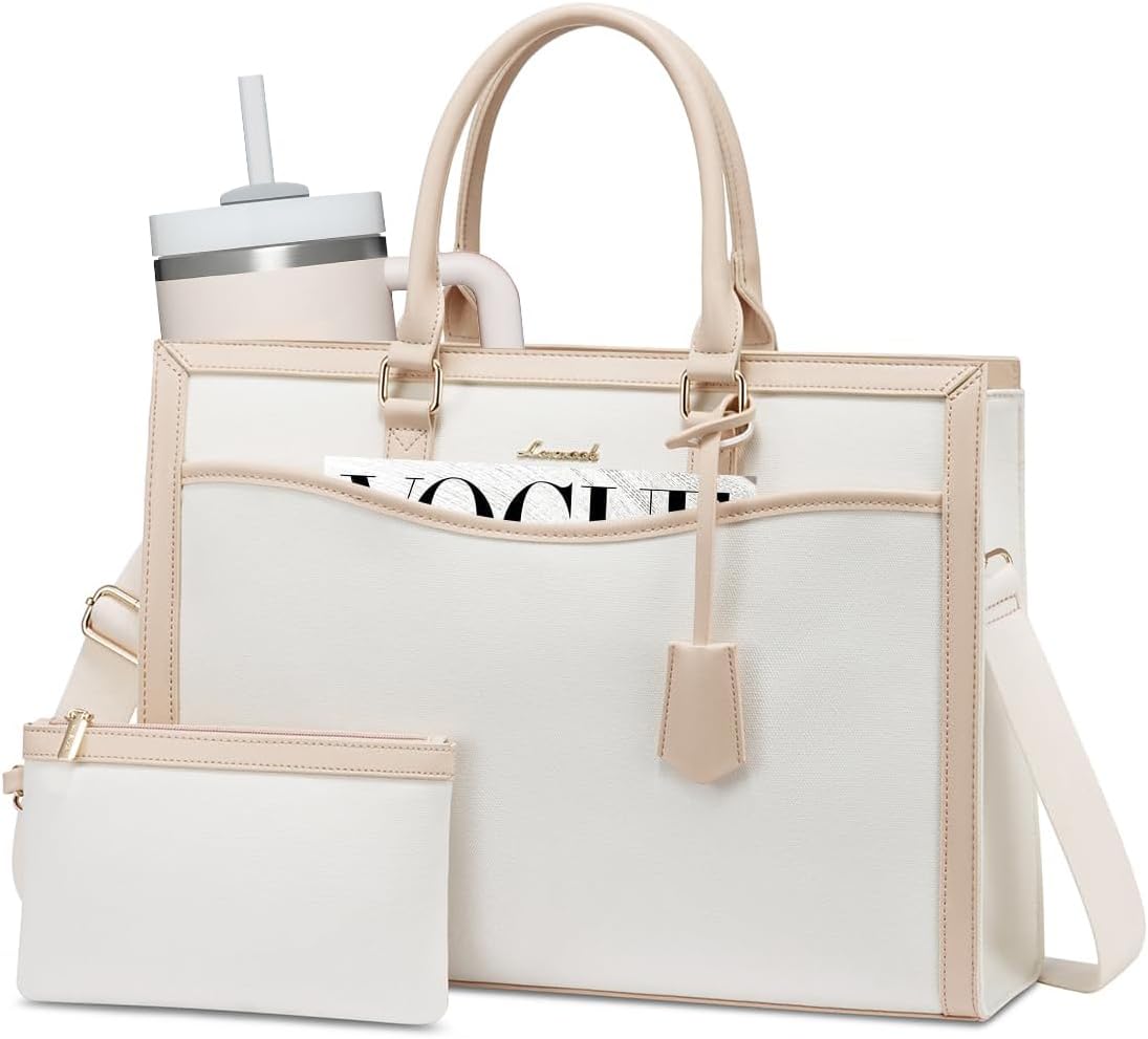 LOVEVOOK Laptop Tote Bag for Women, Large Work Computer Bag with Cup Holder