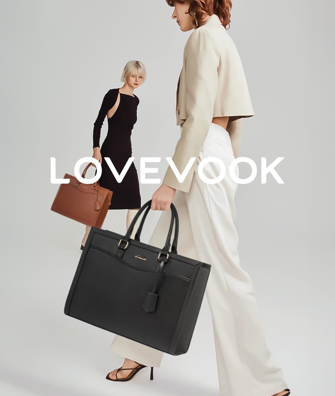 LOVEVOOK Laptop Tote Bag for Women, Large Work Computer Bag with Cup Holder