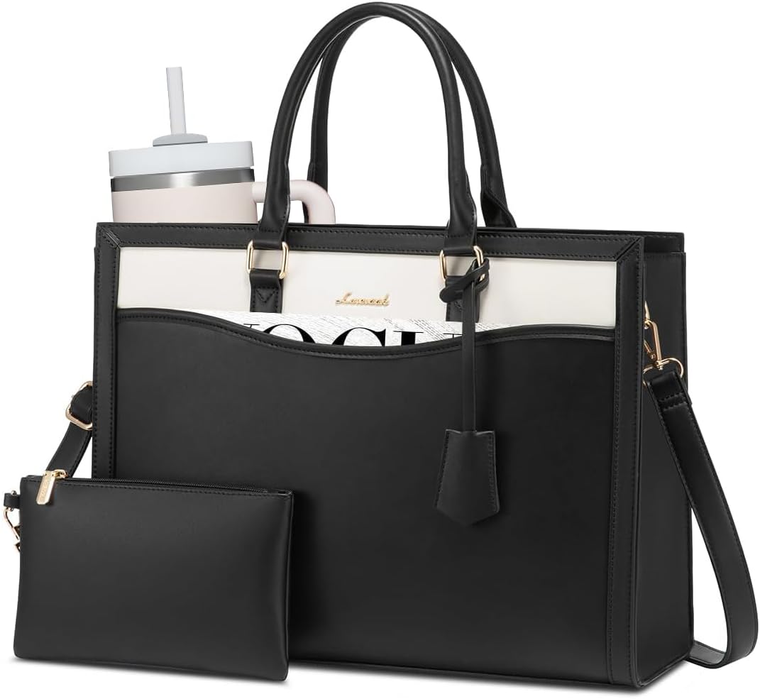 LOVEVOOK Laptop Tote Bag for Women, Large Work Computer Bag with Cup Holder