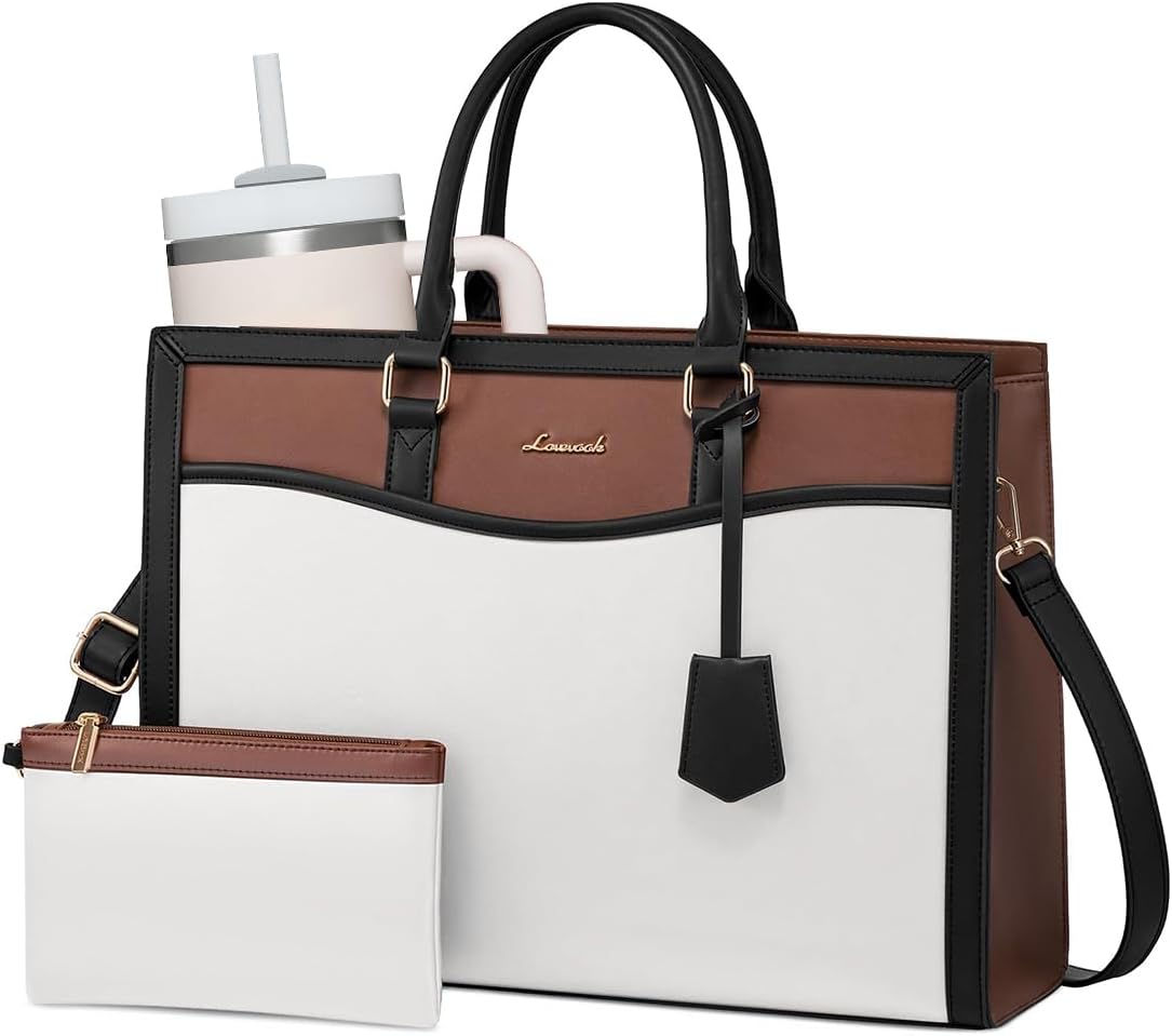 LOVEVOOK Laptop Tote Bag for Women, Large Work Computer Bag with Cup Holder