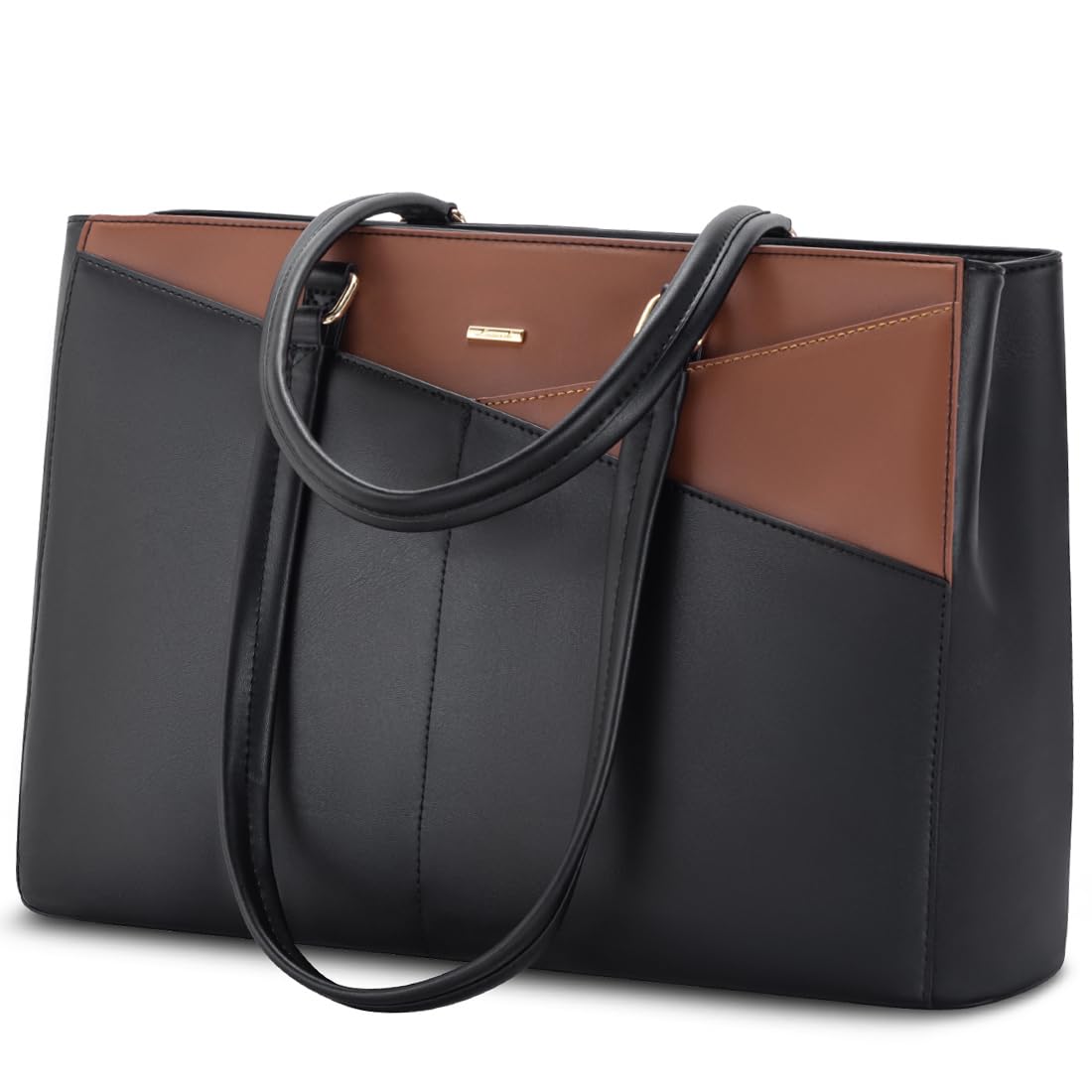 LOVEVOOK Laptop Tote Bag for Women 15.6 Inch Waterproof Leather Computer Bags Business Office Work Briefcase Black