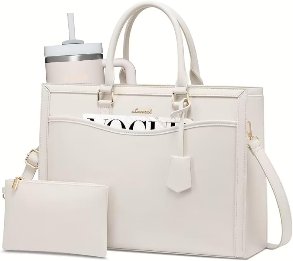 LOVEVOOK Laptop Tote Bag for Women, Large Work Computer Bag with Cup Holder