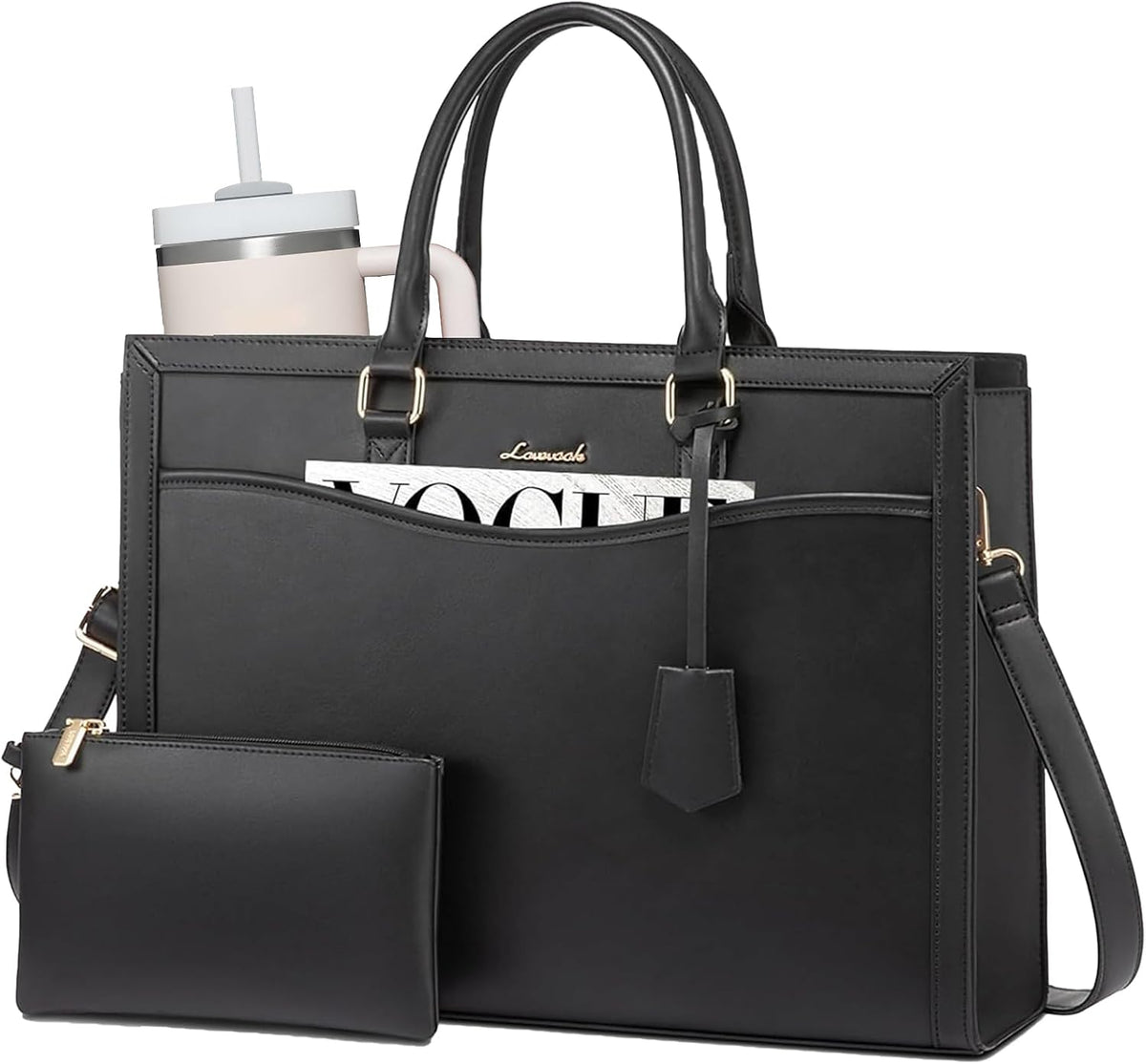 LOVEVOOK Laptop Tote Bag for Women, Large Work Computer Bag with Cup Holder
