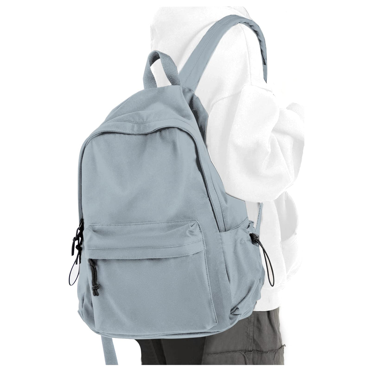 Black School Backpack for Girls Women Waterproof High School Book Bag Cute Backpack for Men Teens Boys, Lightweight Simple Middle School Back Pack Daypack