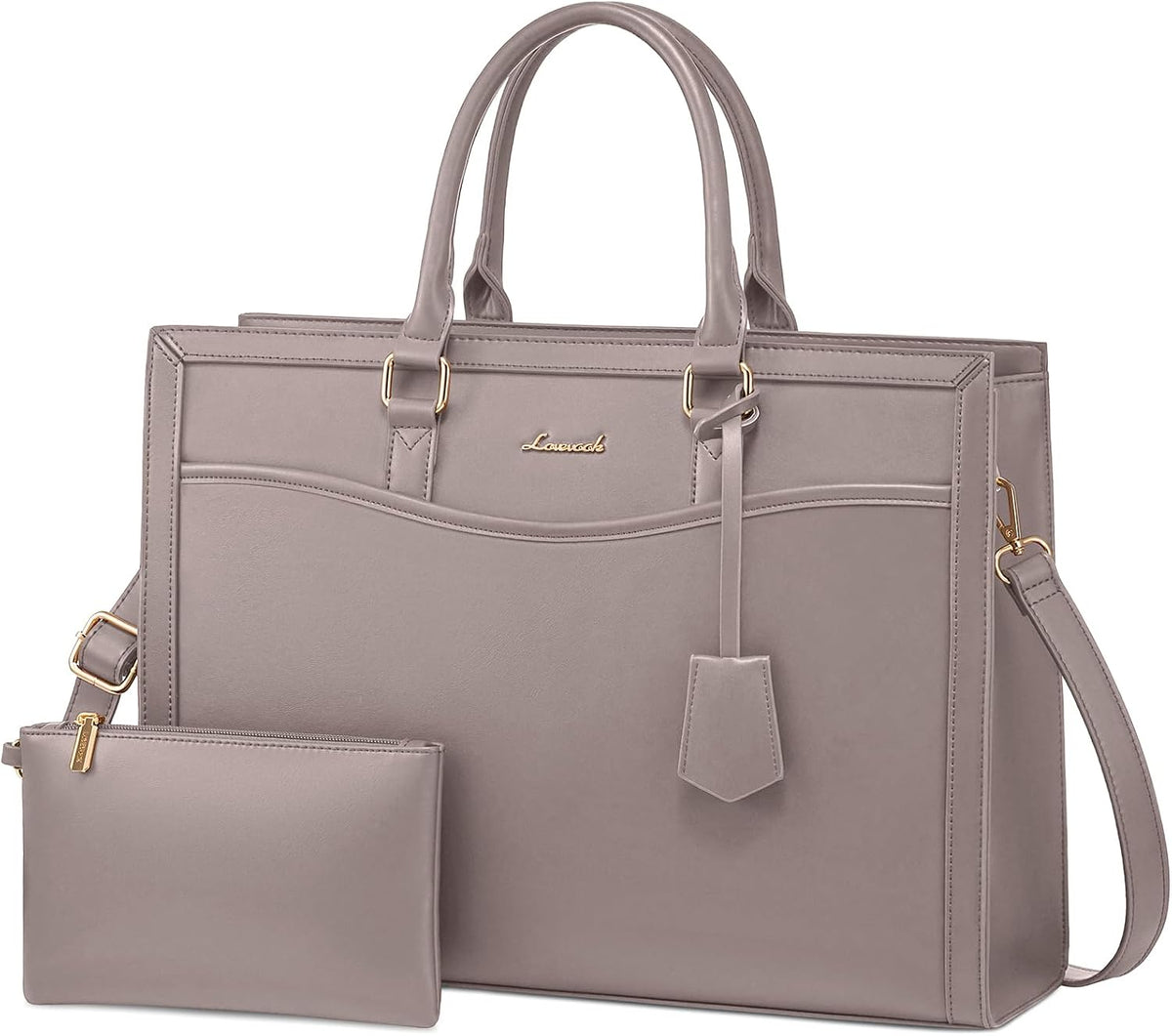 LOVEVOOK Laptop Tote Bag for Women, Large Work Computer Bag with Cup Holder