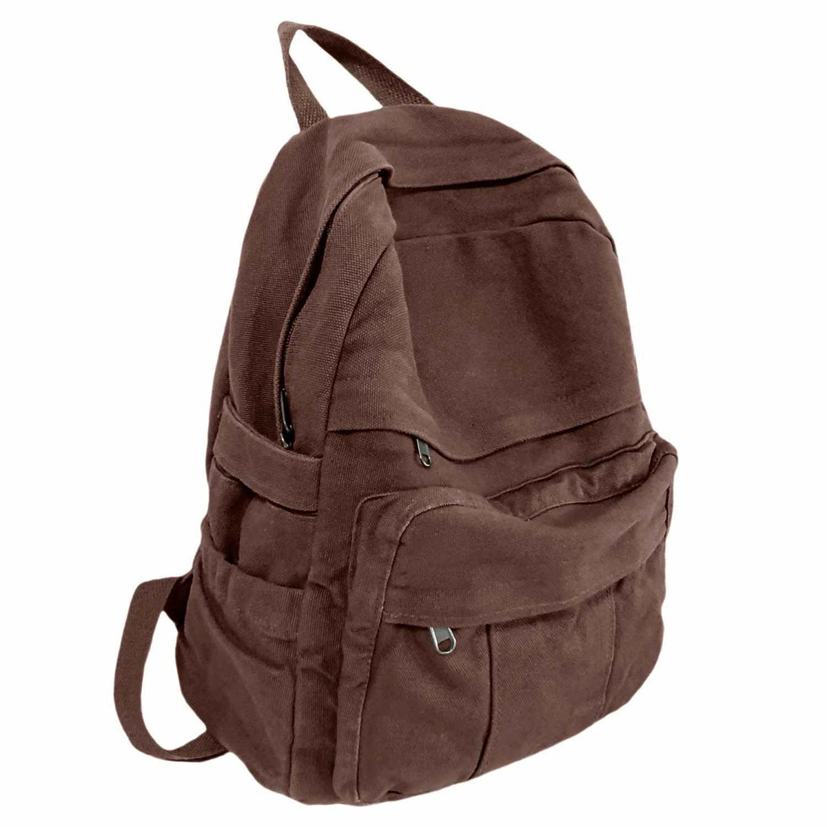 Coffee Brown Canvas Backpack for Women & Men Retro Aesthetic Rucksack Basic Backpack for High School/College Students Travel Laptop Bag