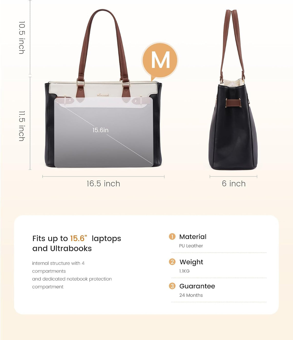 LOVEVOOK Laptop Tote Bag for Women Work, Teacher Tote Bag with Large Cup Holder, Waterproof Leather Computer Bag