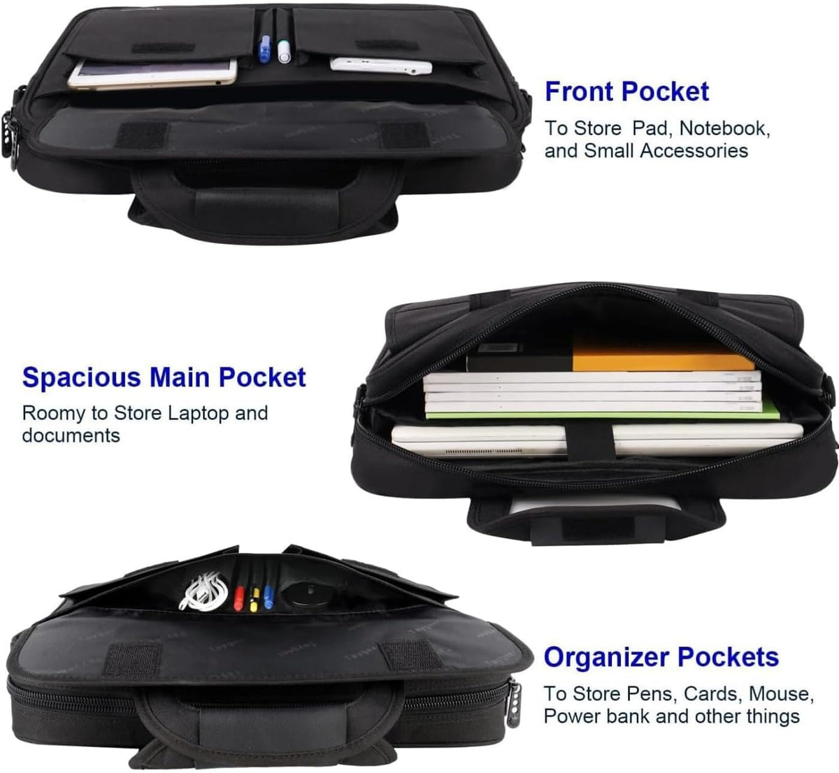 Taygeer Laptop Bag 15.6 Inch, Business Briefcase Gifts for Men Women, Black
