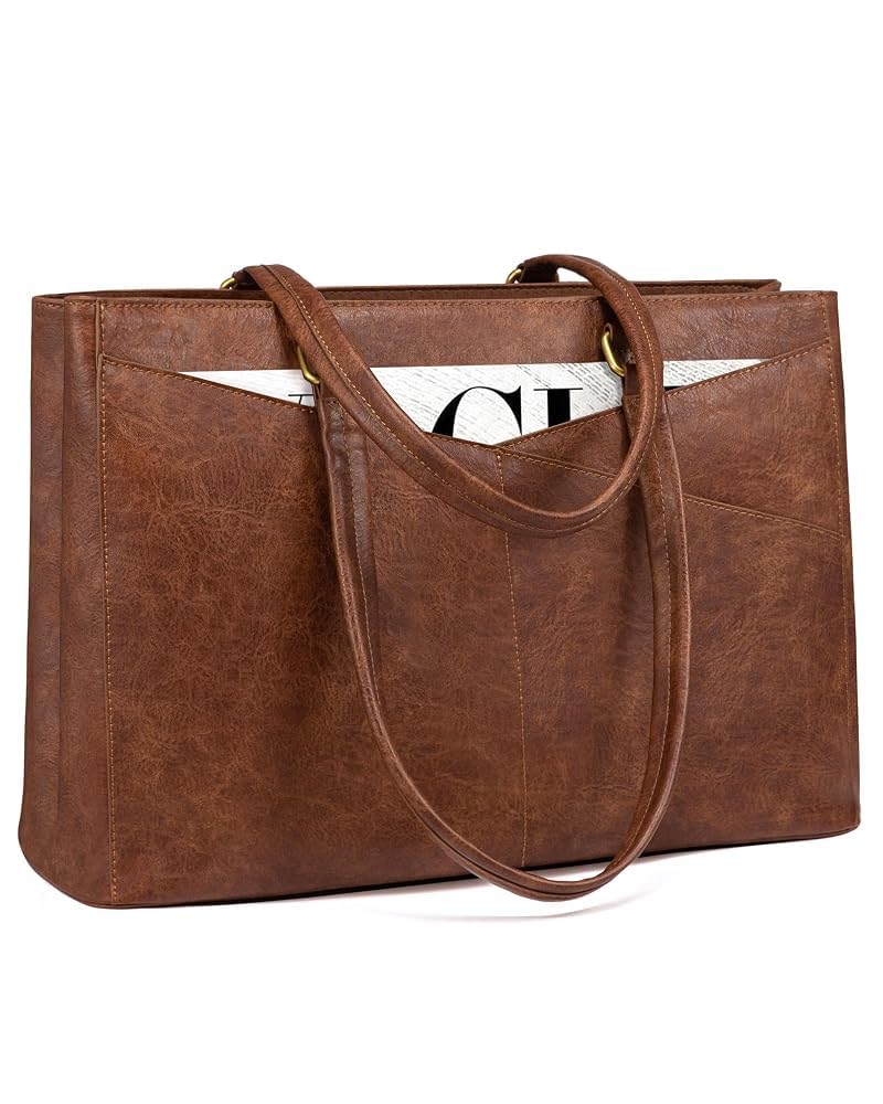 LOVEVOOK Laptop Tote Bag for Women 15.6 Inch Waterproof Leather Computer Bags Business Office Work Briefcase Black