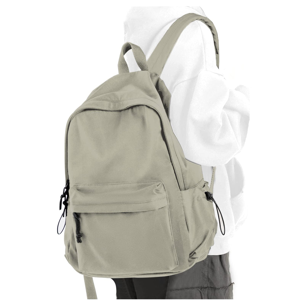 Black School Backpack for Girls Women Waterproof High School Book Bag Cute Backpack for Men Teens Boys, Lightweight Simple Middle School Back Pack Daypack