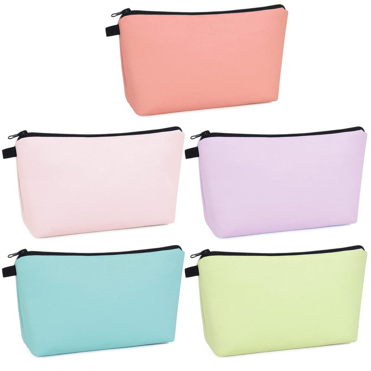 MAGEFY Makeup Bag 6 Styles Portable Travel Cosmetic Bag for Women Flower Patterns Zipper Pouch Sloth Gifts Makeup Pouch with Black Zipper (6 packs)