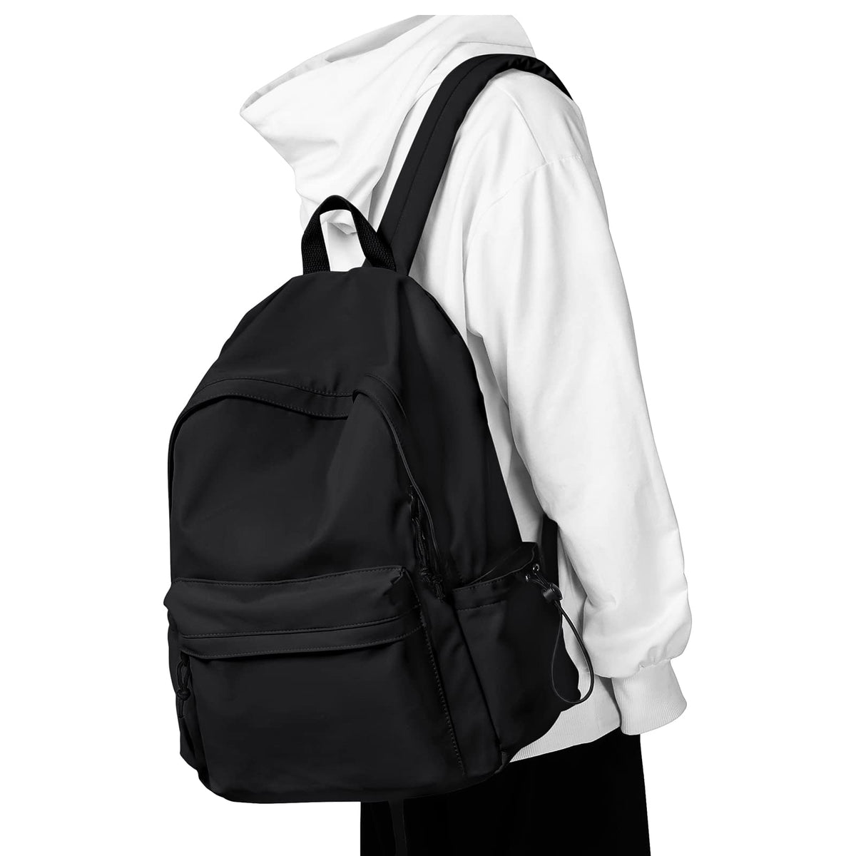 Black Middle School Backpack For Men Women Simple Backpack For College Students Aesthetic High School Bag Waterproof Bookbag For Teens Girls Boys