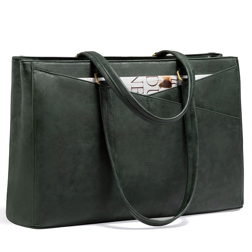 LOVEVOOK Laptop Tote Bag for Women 15.6 Inch Waterproof Leather Computer Bags Business Office Work Briefcase Black
