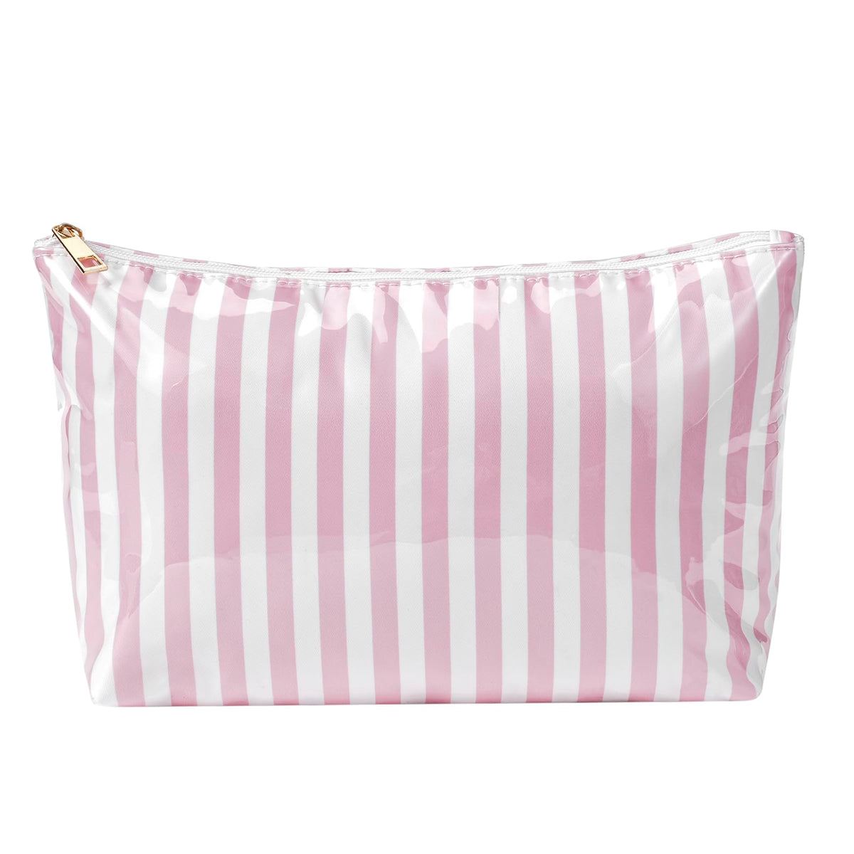 Large PVC Waterproof Striped Makeup Bag(04Pink Stripe)