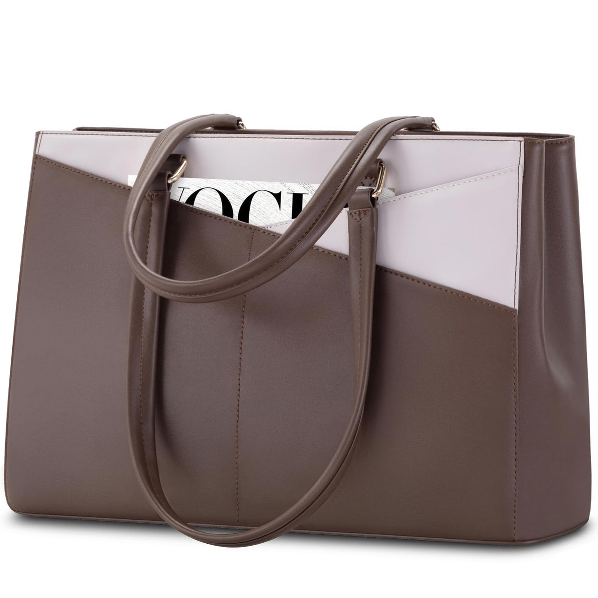 LOVEVOOK Laptop Tote Bag for Women 15.6 Inch Waterproof Leather Computer Bags Business Office Work Briefcase Black