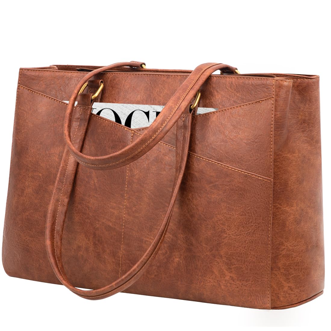 LOVEVOOK Laptop Tote Bag for Women 15.6 Inch Waterproof Leather Computer Bags Business Office Work Briefcase Black