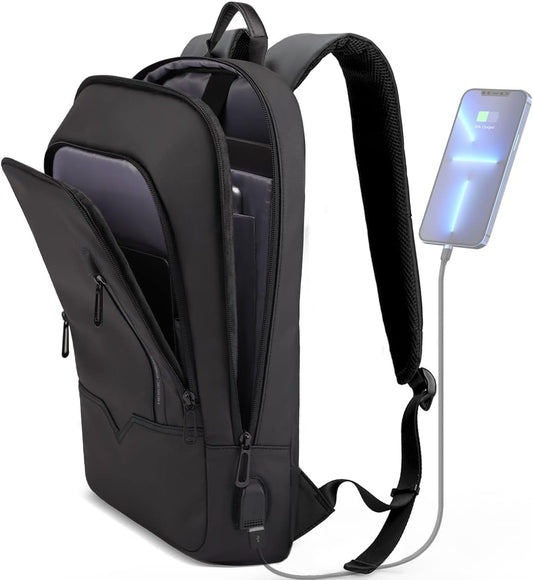 hk Backpack for Men, Business Slim Computer Bag for 15.6 Inch Laptop