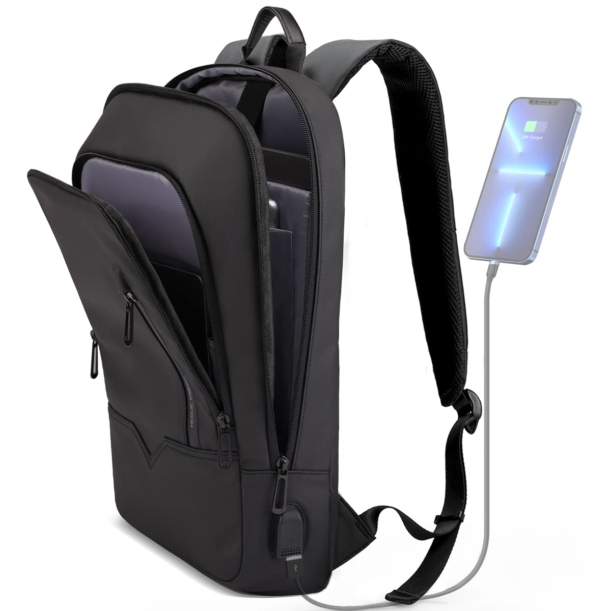 hk Backpack for Men, Business Slim Computer Bag for 15.6 Inch Laptop