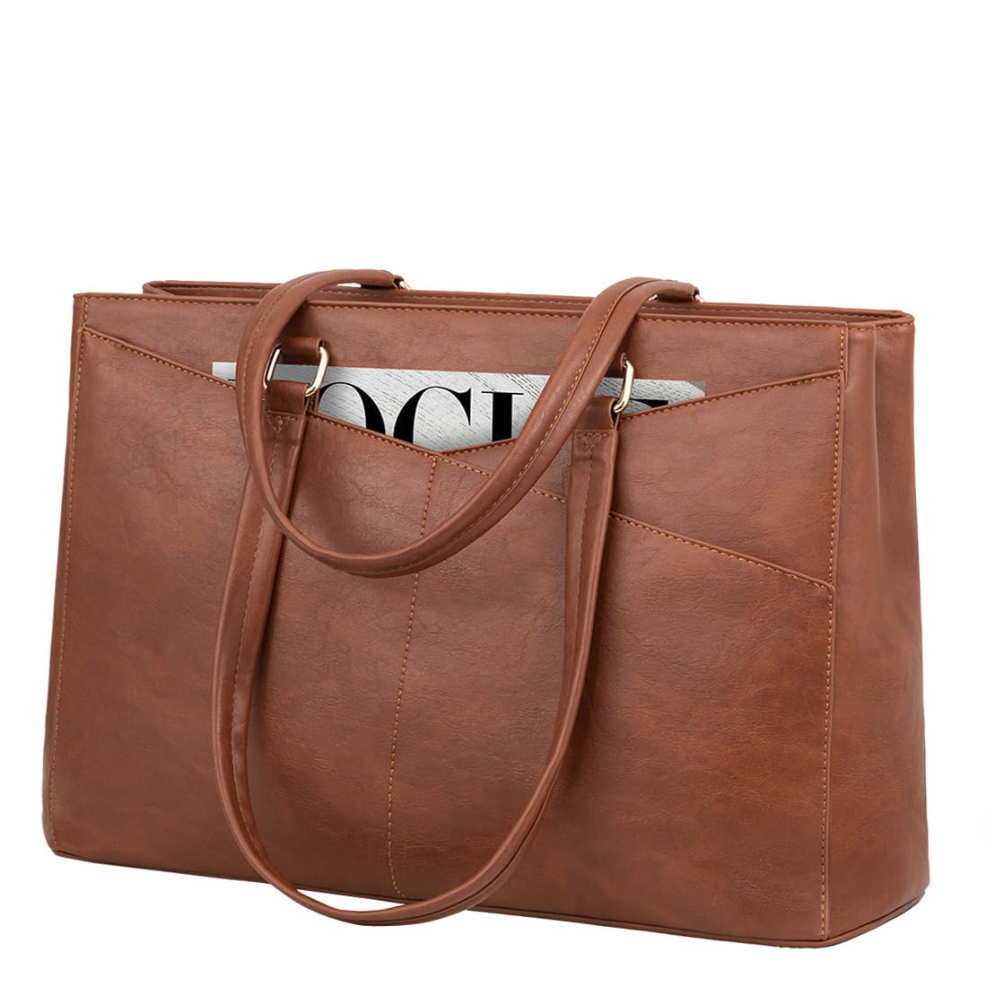LOVEVOOK Laptop Tote Bag for Women 15.6 Inch Waterproof Leather Computer Bags Business Office Work Briefcase Black
