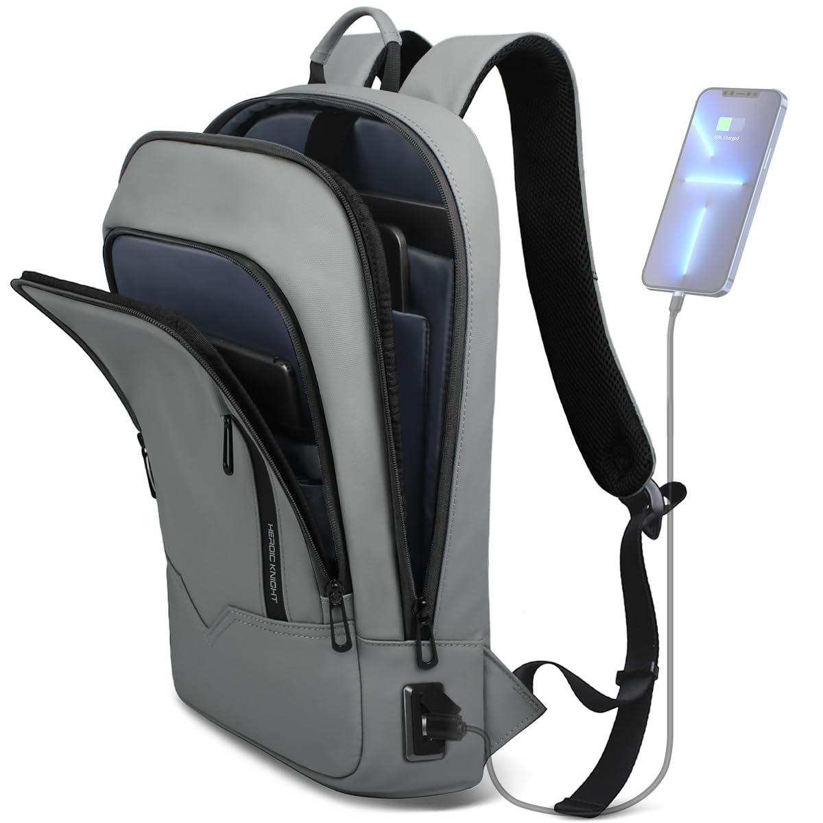 hk Backpack for Men, Business Slim Computer Bag for 15.6 Inch Laptop