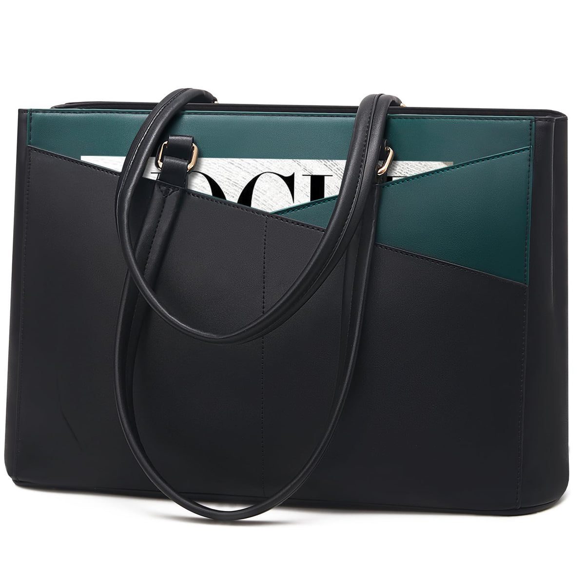 LOVEVOOK Laptop Tote Bag for Women 15.6 Inch Waterproof Leather Computer Bags Business Office Work Briefcase Black