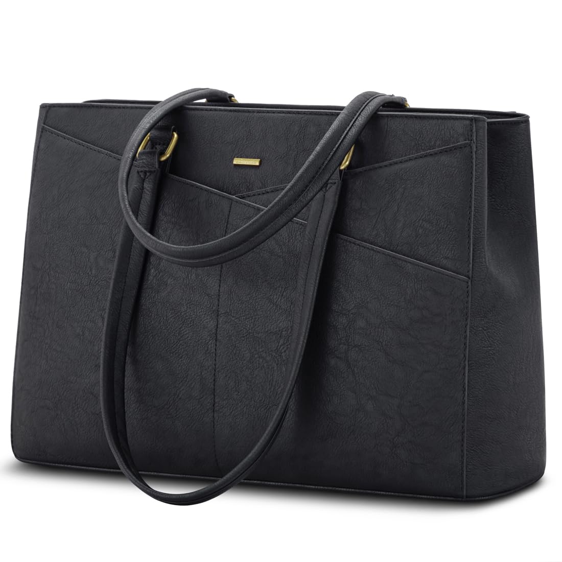 LOVEVOOK Laptop Tote Bag for Women 15.6 Inch Waterproof Leather Computer Bags Business Office Work Briefcase Black