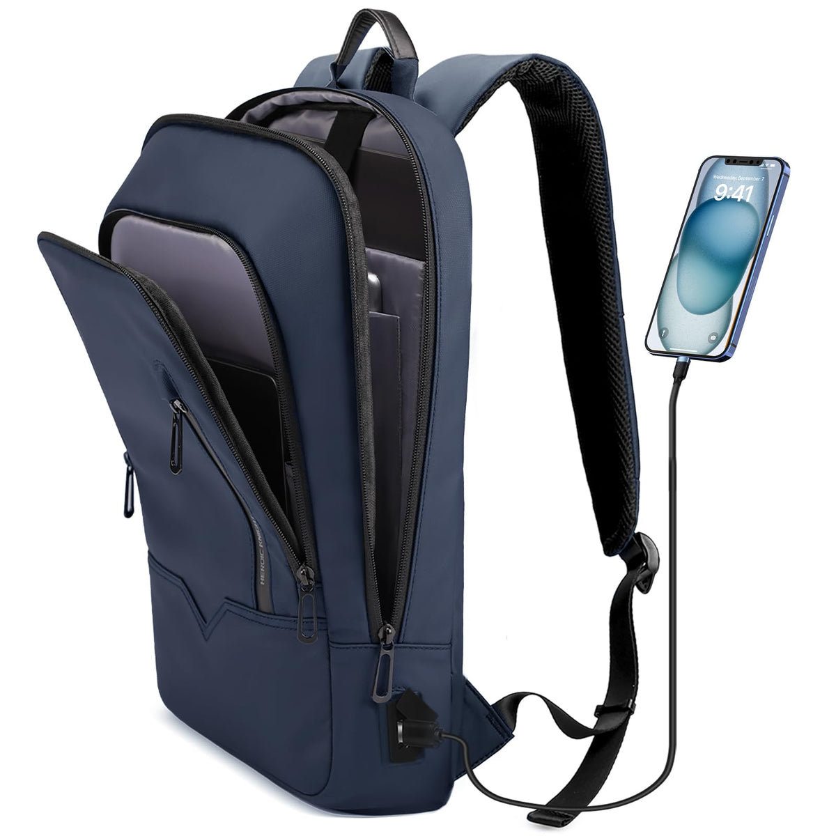 hk Backpack for Men, Business Slim Computer Bag for 15.6 Inch Laptop