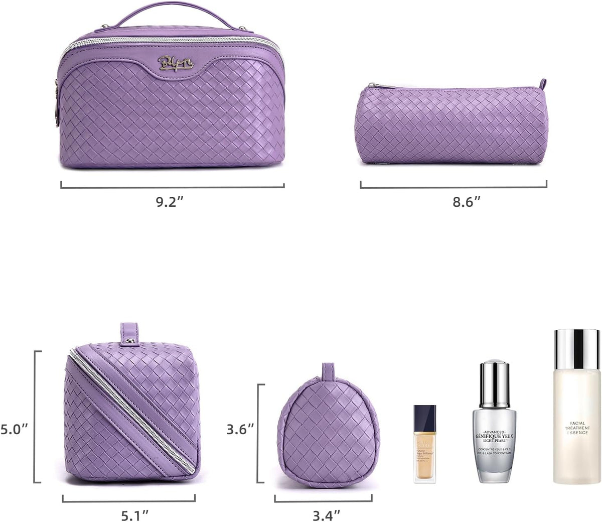 BOYATU Travel Makeup Bag Cosmetic Bags for Women: 3 Pcs Set Make up Bag