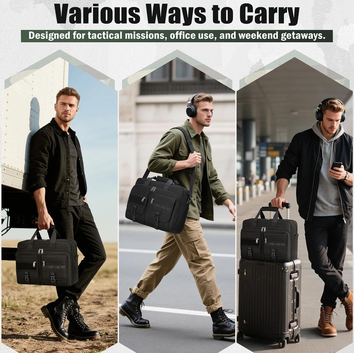 RAINSMORE Tactical Laptop Bag for Men, Large Military Laptop Briefcase