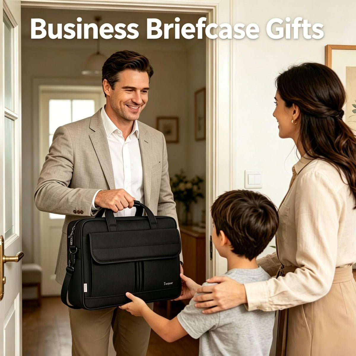 Taygeer Laptop Bag 15.6 Inch, Business Briefcase Gifts for Men Women, Black