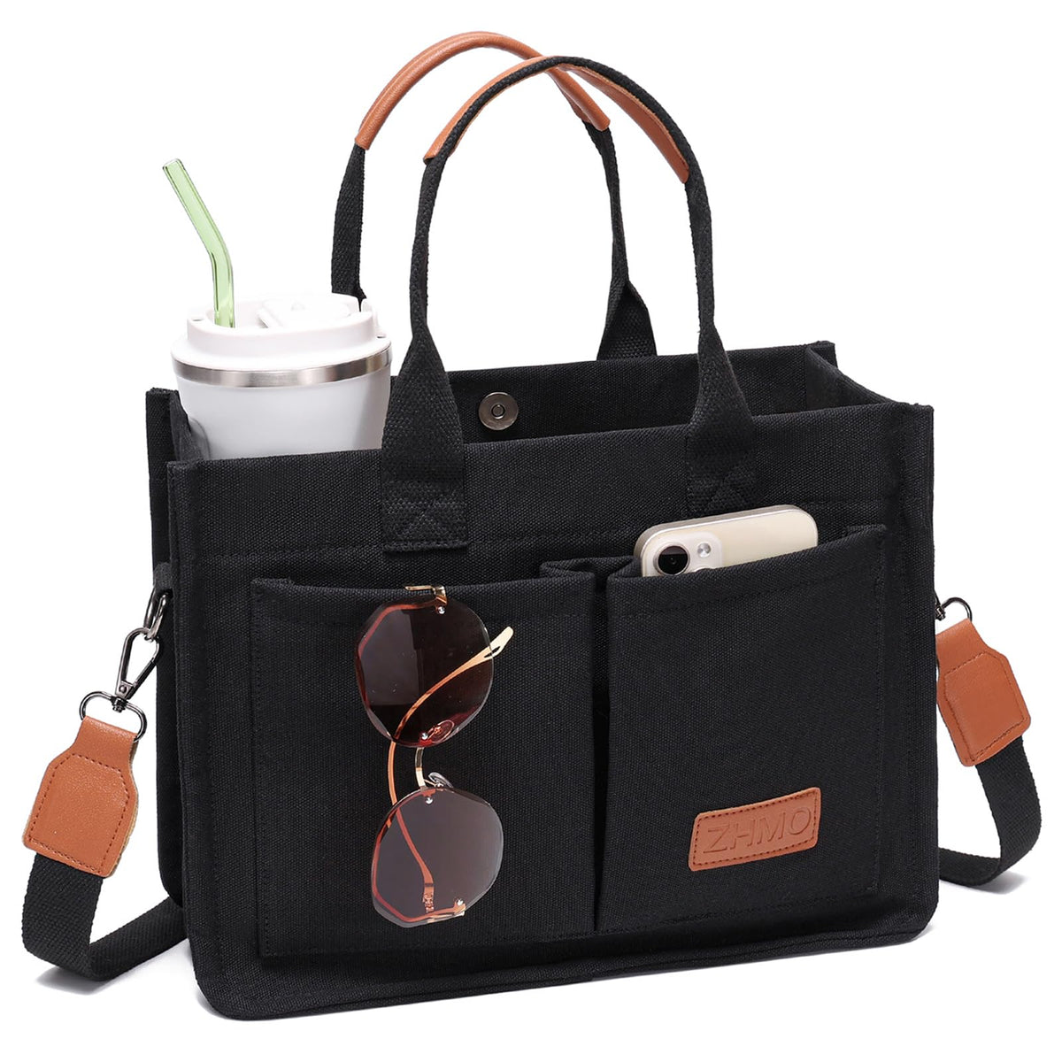 ZHMO Canvas Tote Bag for Women,Women's Bags Crossbody Bags Work Laptop Tote Bag Large Handbags Purse for Travel Nurse Teacher