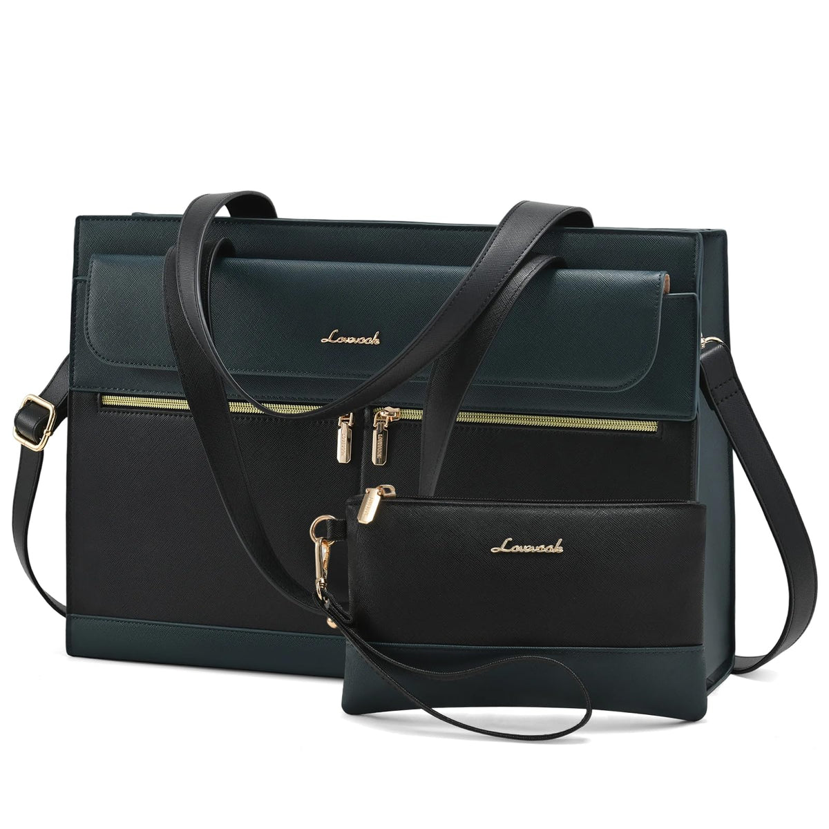 LOVEVOOK Laptop Bag for Women 15.6 Inch Tote Work Professional Leather Computer Briefcase Waterproof Handbag Shoulder Large Capacity Business Teacher Office Crossbody Purse