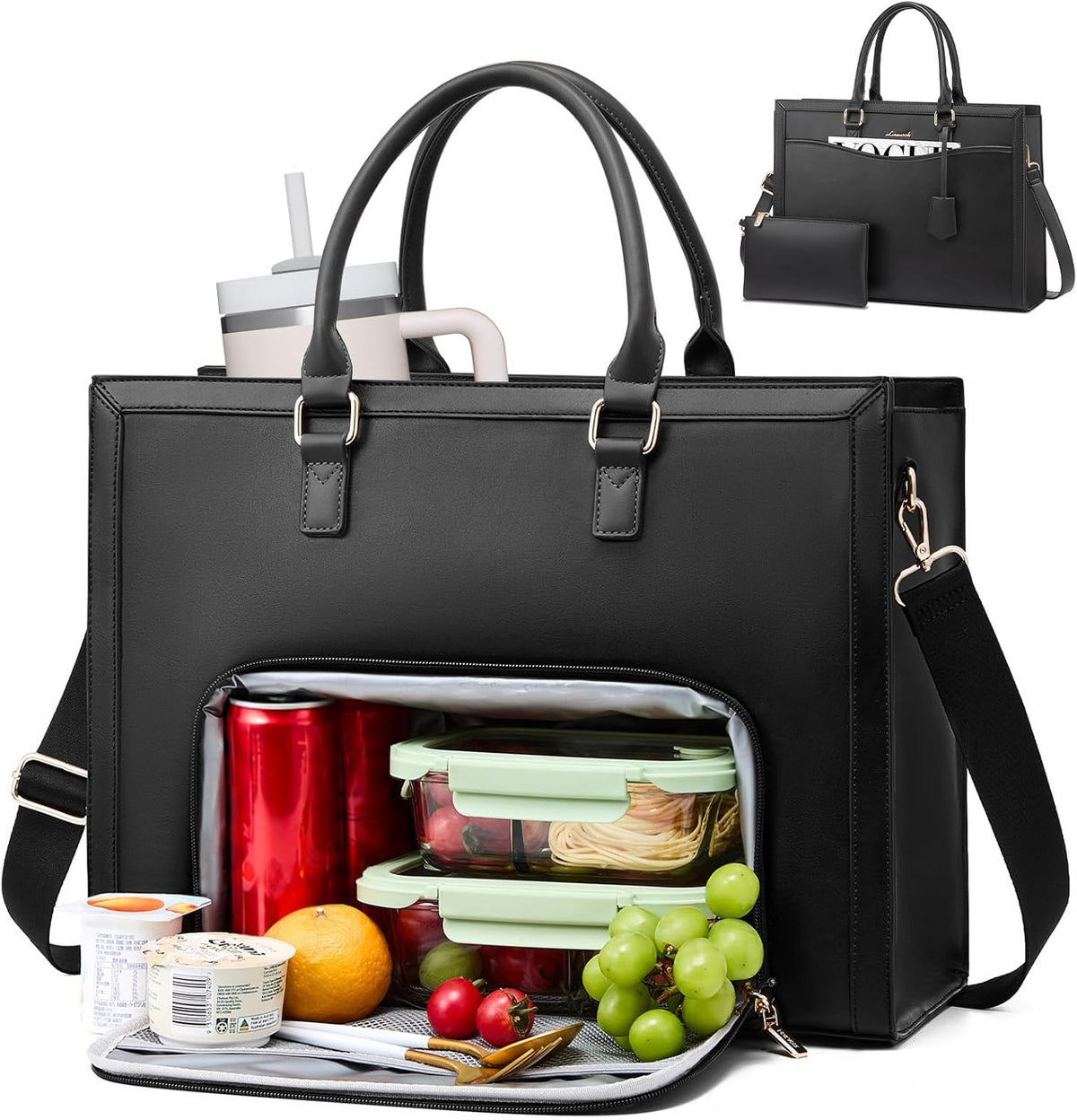LOVEVOOK Laptop Tote Bag for Women, Large Work Computer Bag with Cup Holder