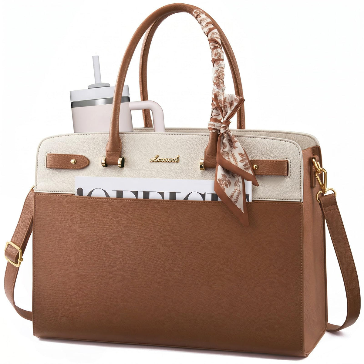 LOVEVOOK Laptop Tote Bag for Women, 15.6 Inch Large Faux Leather Work Bag Waterproof Briefcase Handbag for Teacher Business