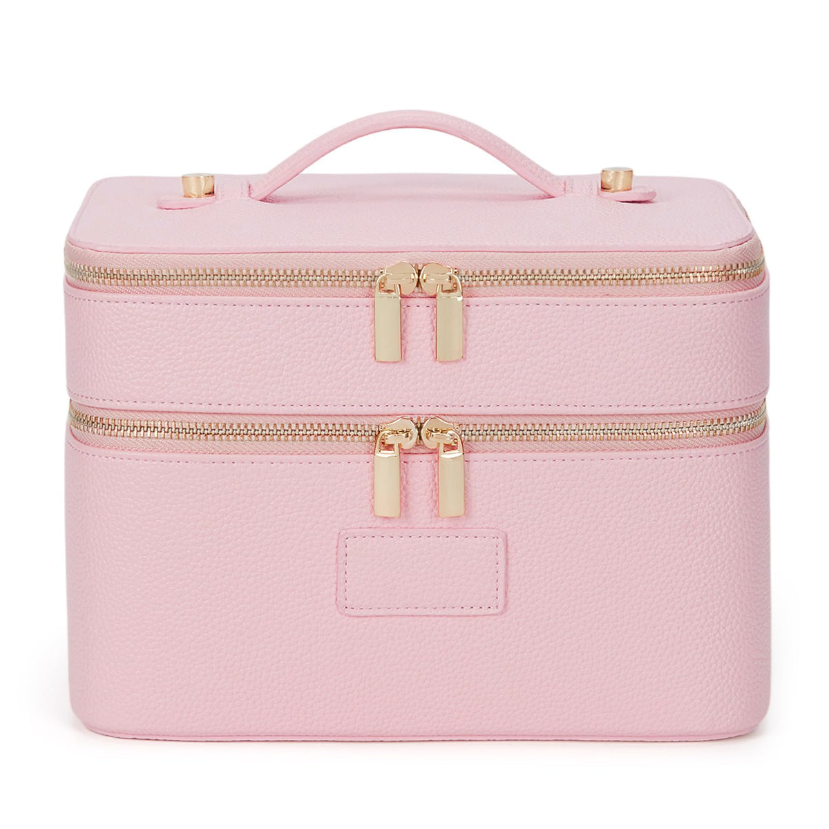 HiTotes Large Makeup Bag Duo Vanity Case for Women Leather Makeup Case Travel Toiletry Bag Portable Double Layer Cosmetic Bag