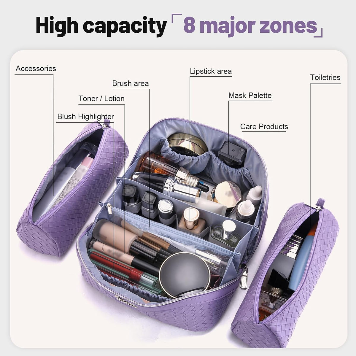 BOYATU Travel Makeup Bag Cosmetic Bags for Women: 3 Pcs Set Make up Bag