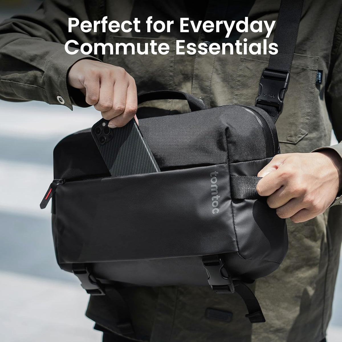 tomtoc Compact EDC Sling Bag 3L-10L, Minimalist Crossbody Bag Chest Shoulder Pack for Men Women, X-pac/Recycled Polyester