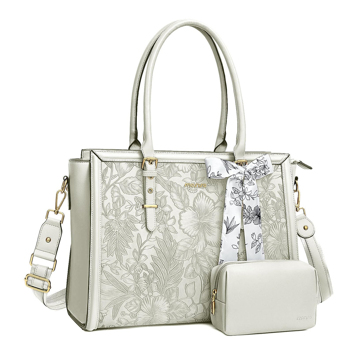 MOSISO Laptop Bag for Women, 17-17.3 inch PU Leather Tote Bag