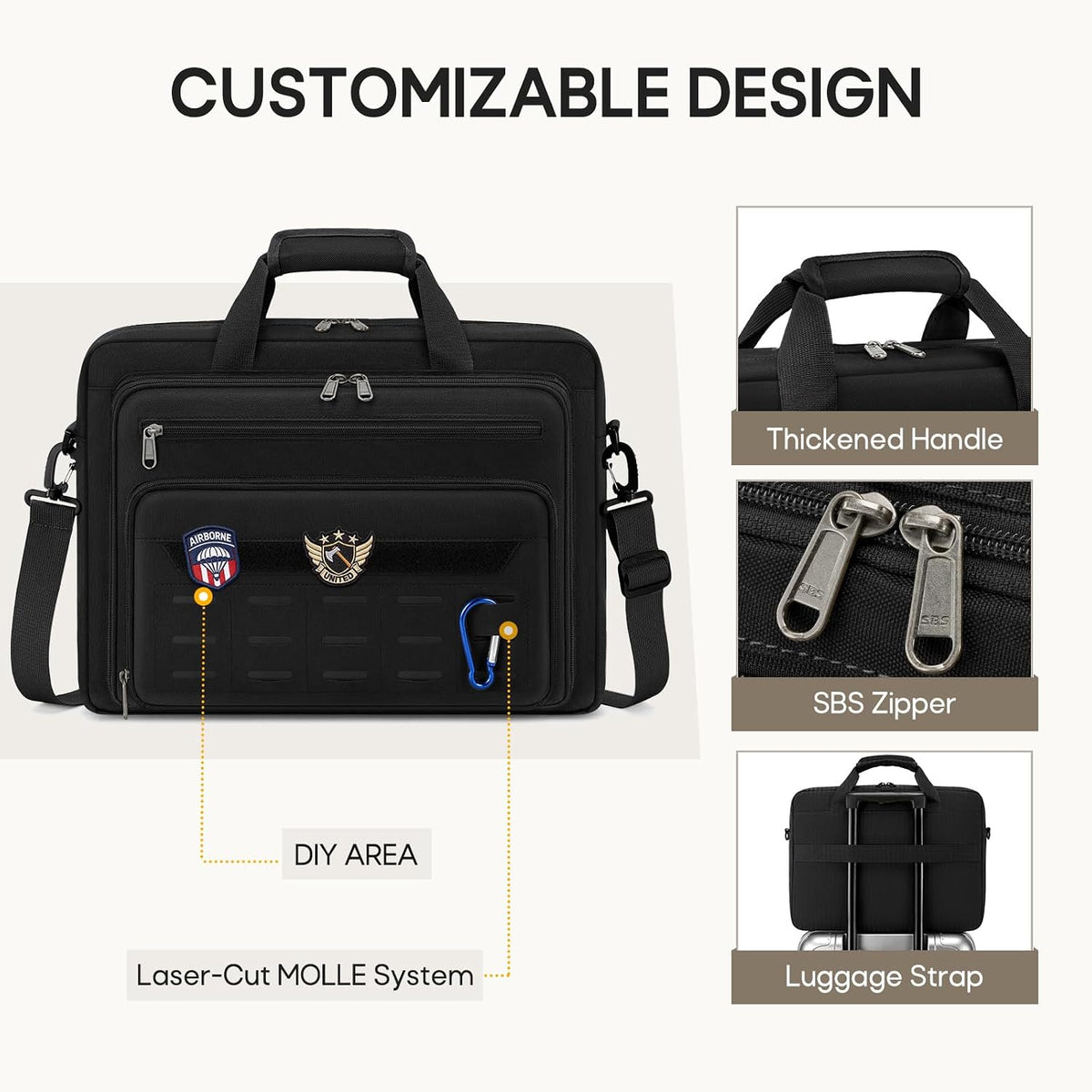RAINSMORE Tactical Laptop Bag for Men 15.6/17.3 Inch Military Messenger Bag