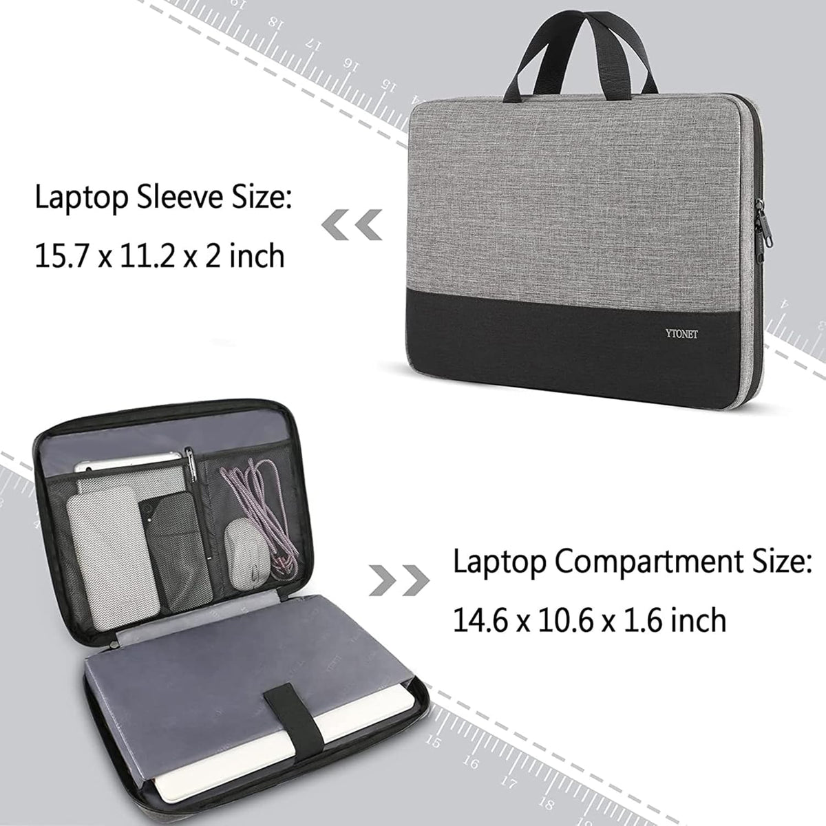 Ytonet Laptop Case 16 inch, 15-15.6 Inch TSA Laptop Sleeve Computer Bag