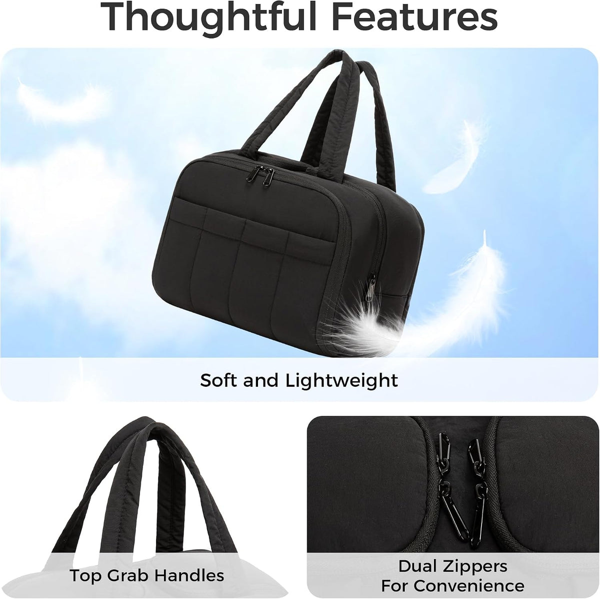 Urbanstand Travel Toiletry Bag, Large Wide-open Makeup Bag for Women, Black