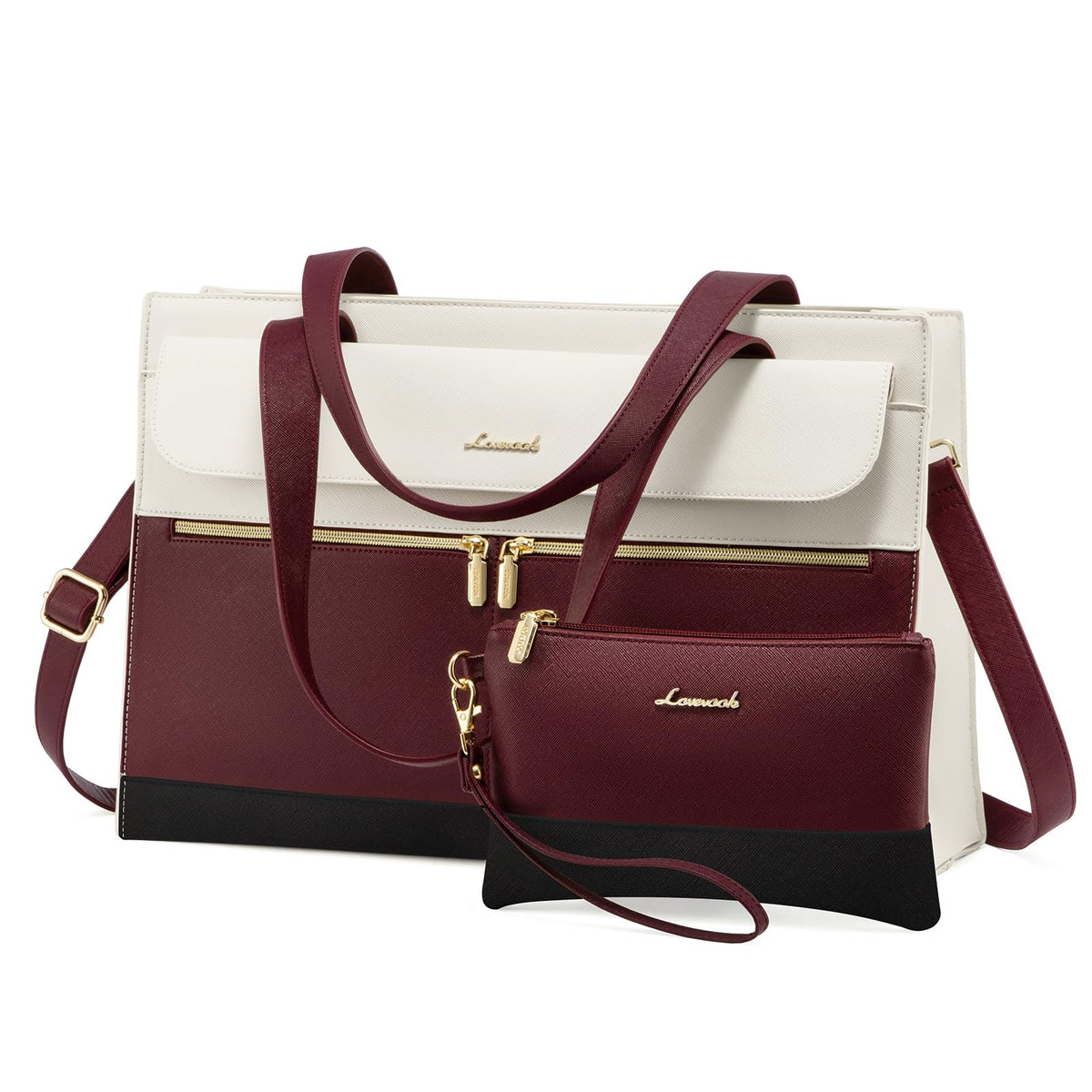 LOVEVOOK Laptop Bag for Women 15.6 Inch Tote Work Professional Leather Computer Briefcase Waterproof Handbag Shoulder Large Capacity Business Teacher Office Crossbody Purse