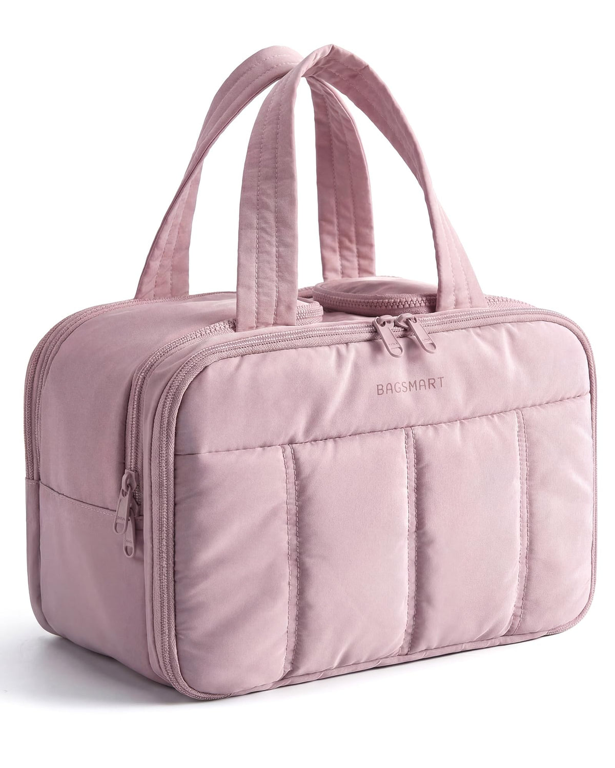 BAGSMART Travel Toiletry Bag, Puffy Large Toiletry Bag for Women, Lightweight Cosmetic Makeup Bag Organizer with Handle for Traveling, Accessories, Essentials, Toiletries (Black)