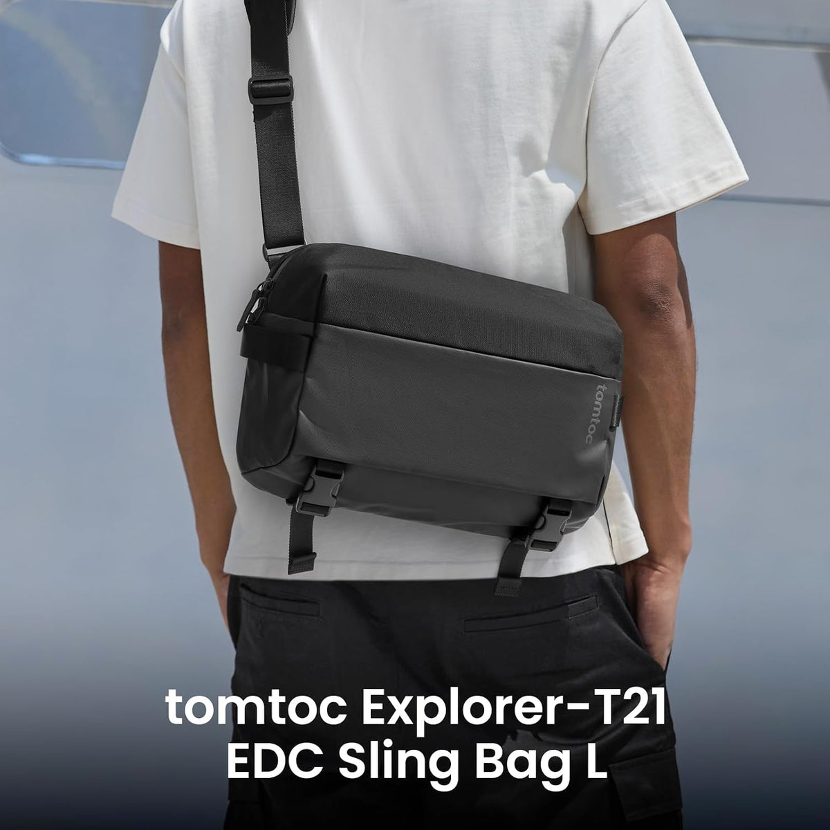 tomtoc Compact EDC Sling Bag 3L-10L, Minimalist Crossbody Bag Chest Shoulder Pack for Men Women, X-pac/Recycled Polyester